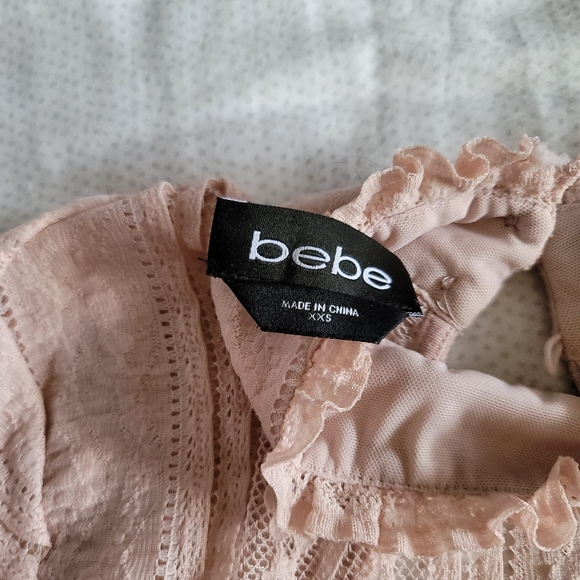 Bebe lace blush pink long sleeve top - Picture 2 of 2